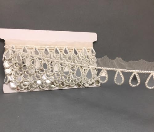 Latkan Lace In White, Real Mirror - 3 Meter