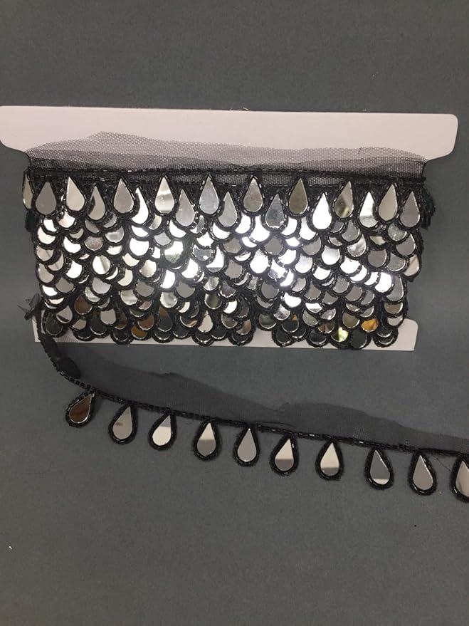 Latkan Lace In Black, Real Mirror - 3 Meter