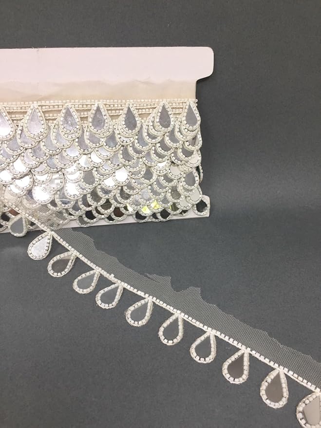 Latkan Lace In White, Real Mirror - 3 Meter