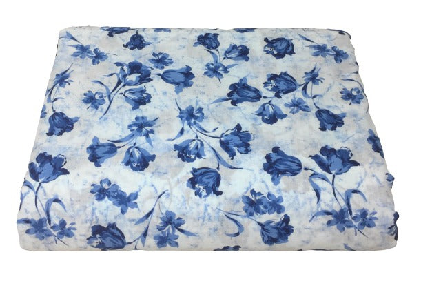 Floral Cotton Fabric Material by Meter Blue