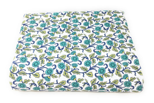White Base Floral Cotton Fabric Material by Meter