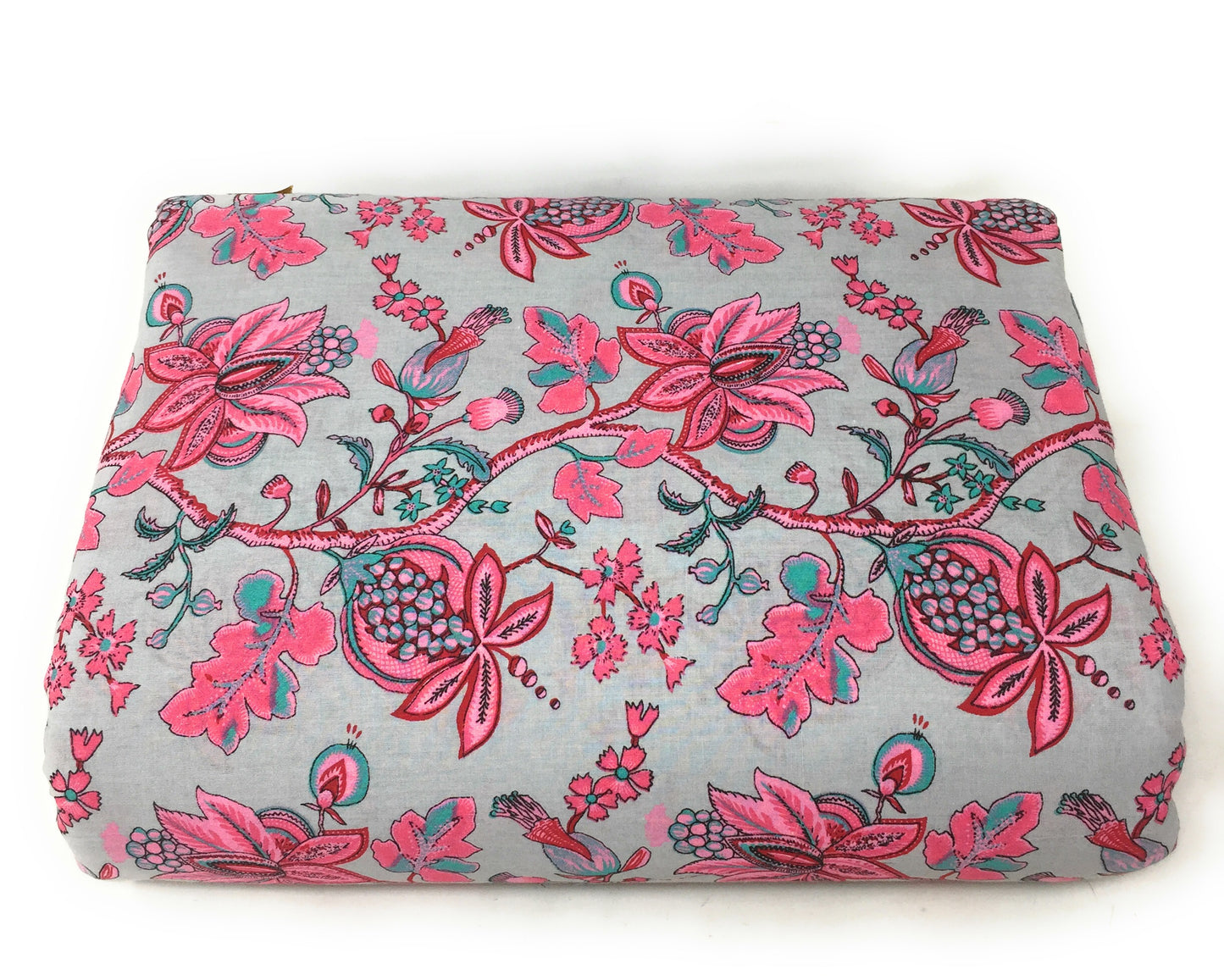 Grey Multi colour Flower Designer Printed Cotton Fabric