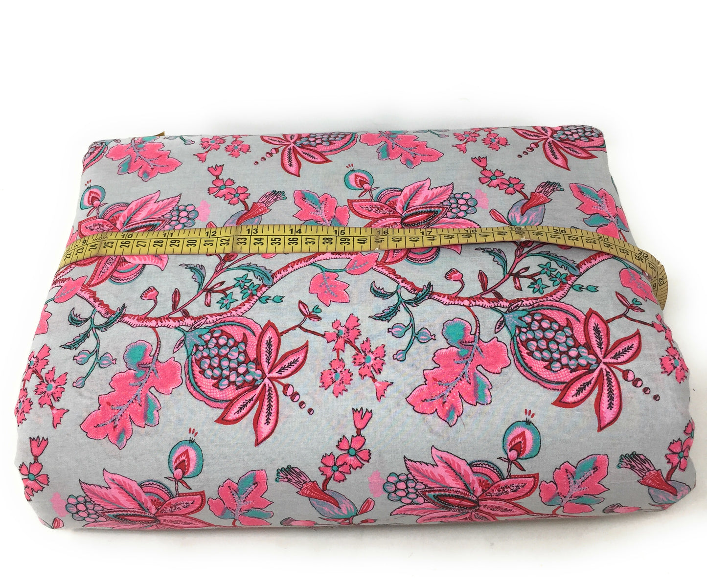 Grey Multi colour Flower Designer Printed Cotton Fabric