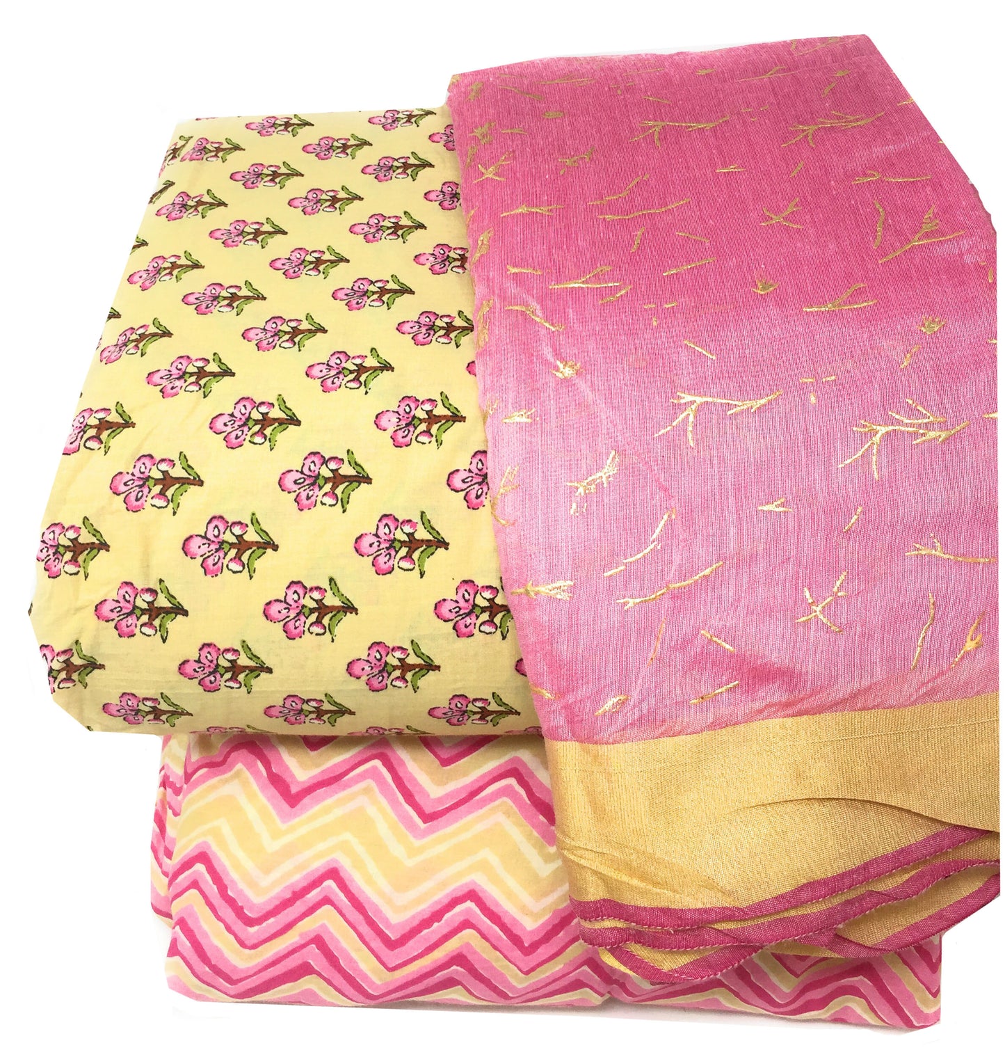 Party Wear Cotton Dress Material in Peach