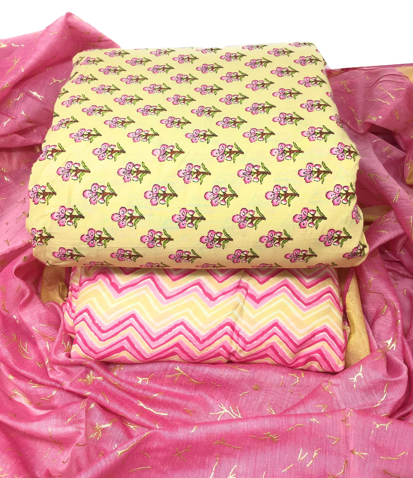 Party Wear Cotton Dress Material in Peach