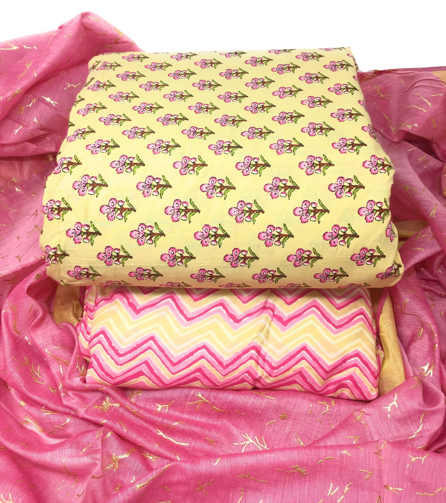 Party Wear Cotton Dress Material in Peach