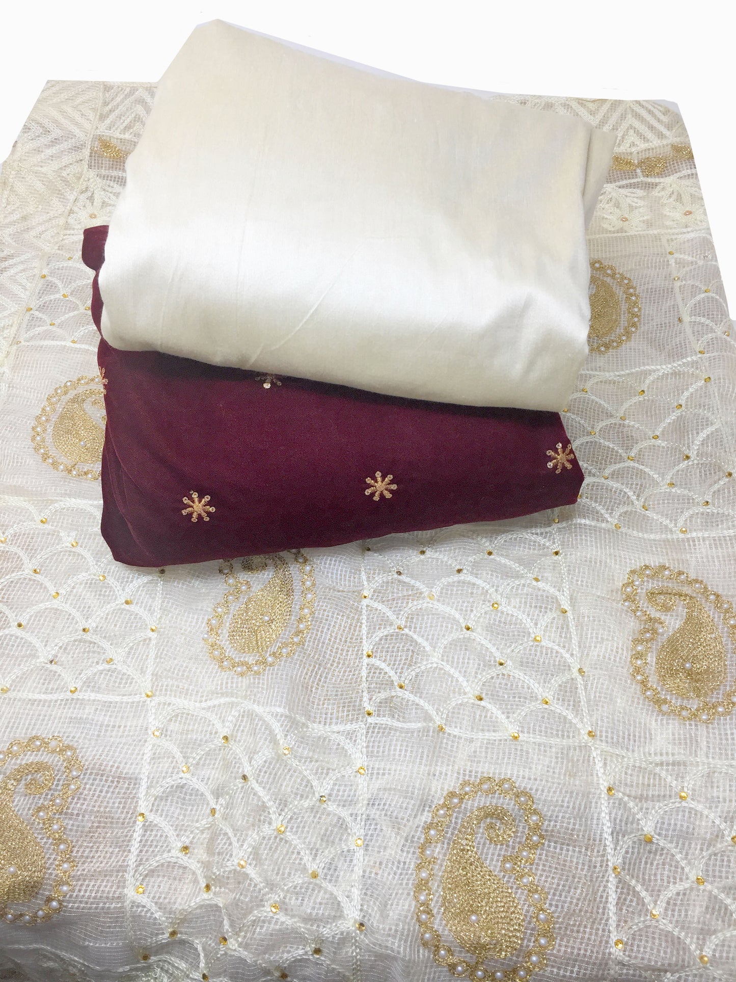 Dress Material in Maroon Velvet with Dupatta