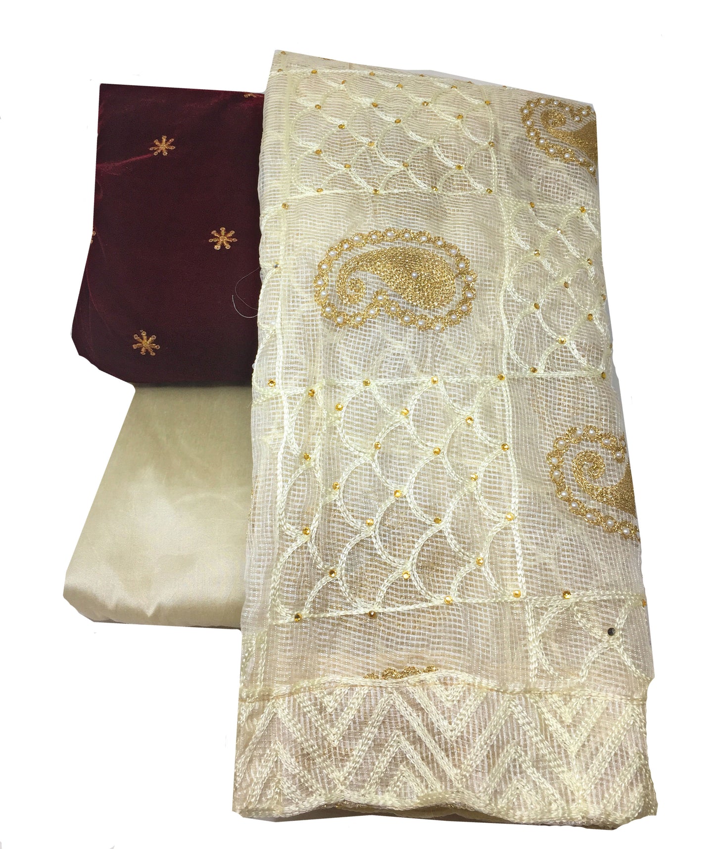 Dress Material in Maroon Velvet with Dupatta