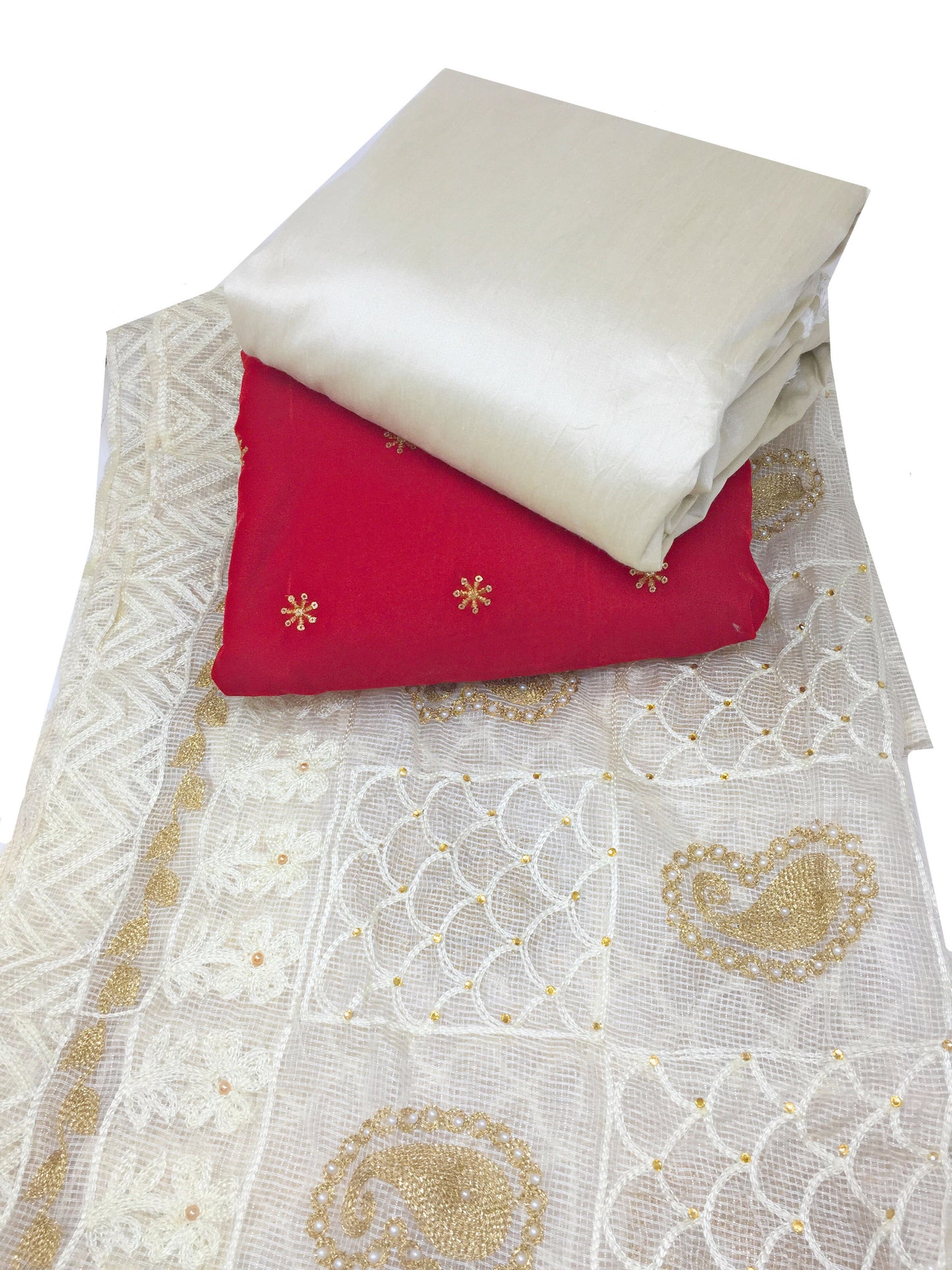 Dress Material in Red Velvet with Dupatta