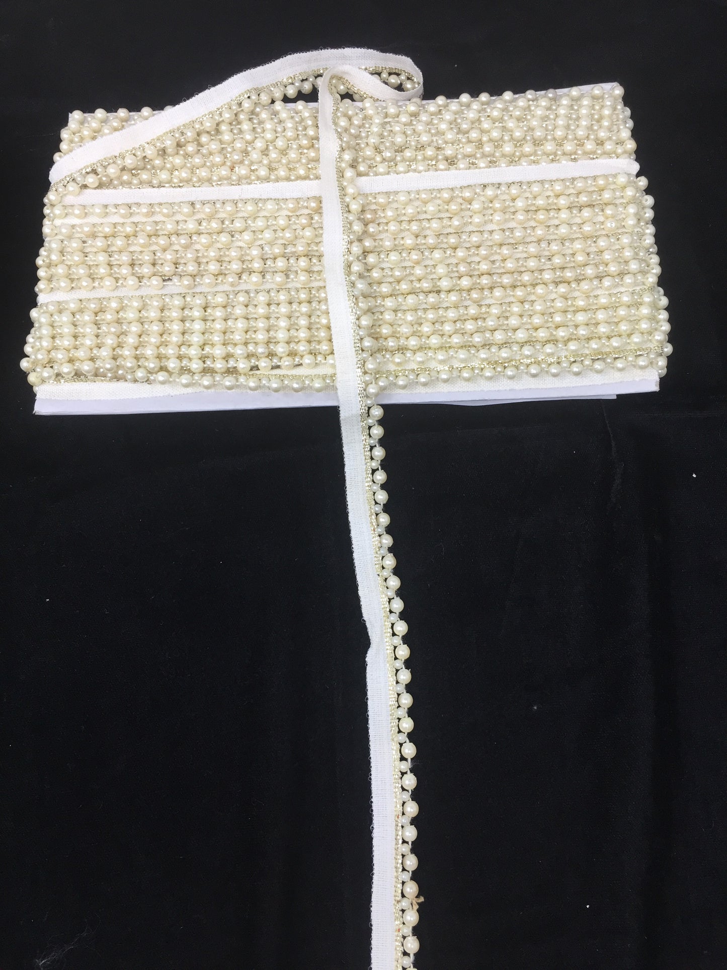 Cotton Lace Beaded Trim- 9 Meter