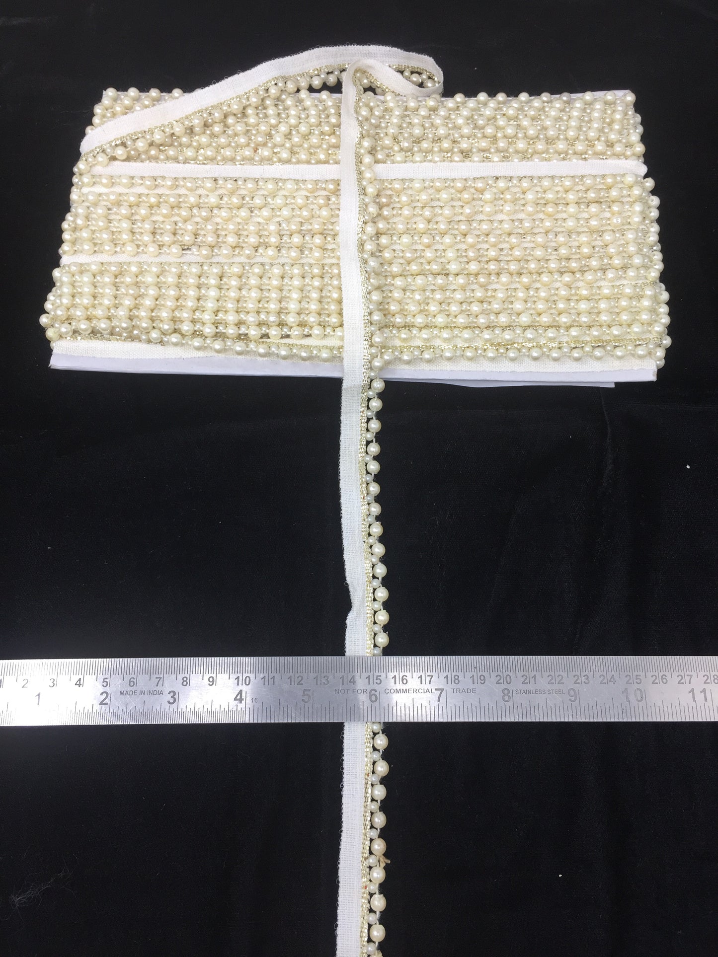 Cotton Lace Beaded Trim- 9 Meter