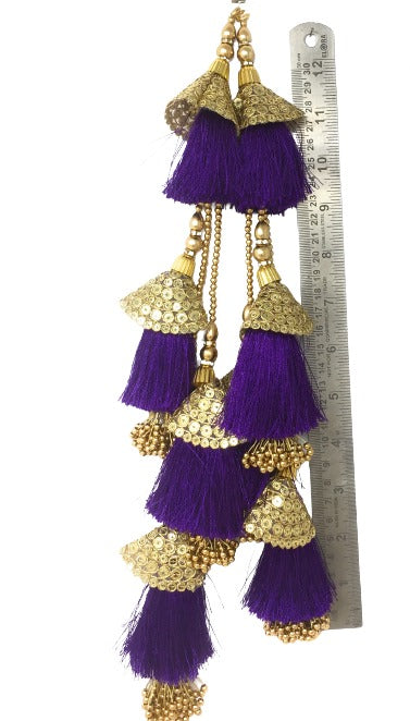 Purple Gold tassel lehenga - Set of 2
