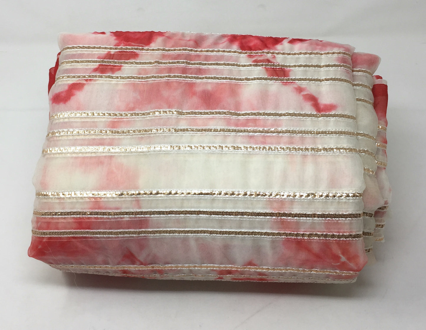 Organza Fabric Material in Red, Gota Work
