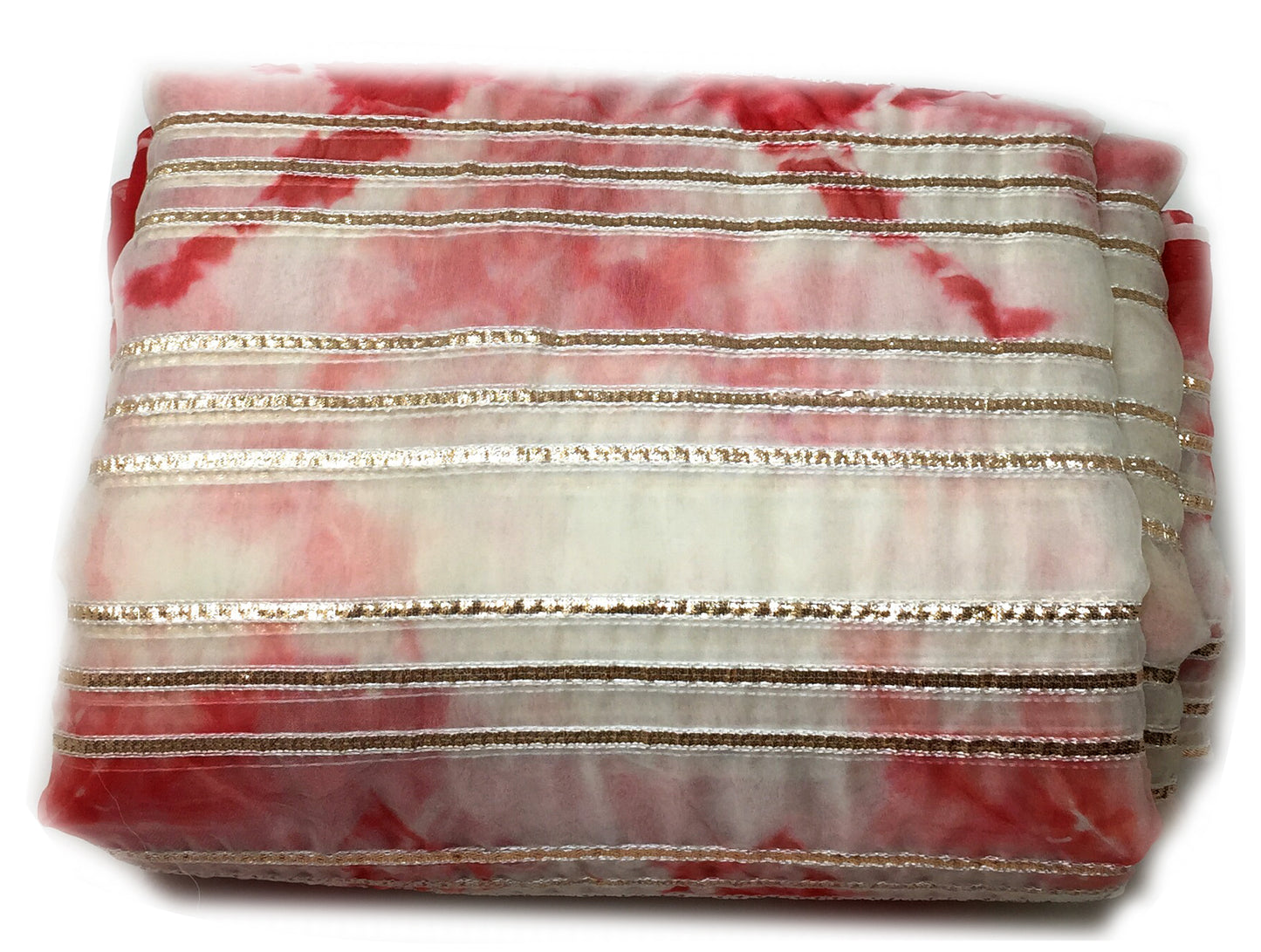 Organza Fabric Material in Red, Gota Work