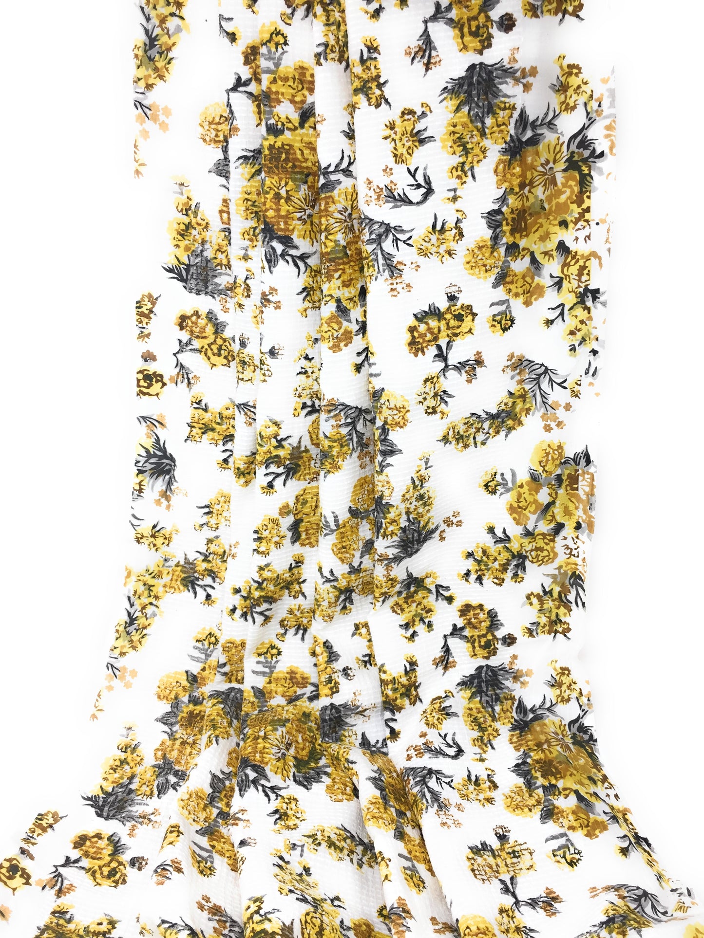 Cotton blend self colour embroidery.