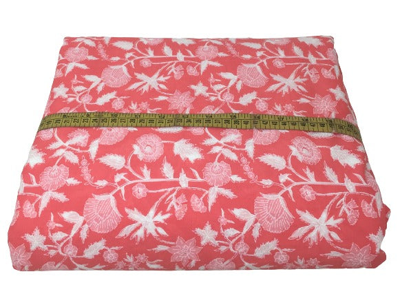 Cotton Block Print Fabric Material by Meter