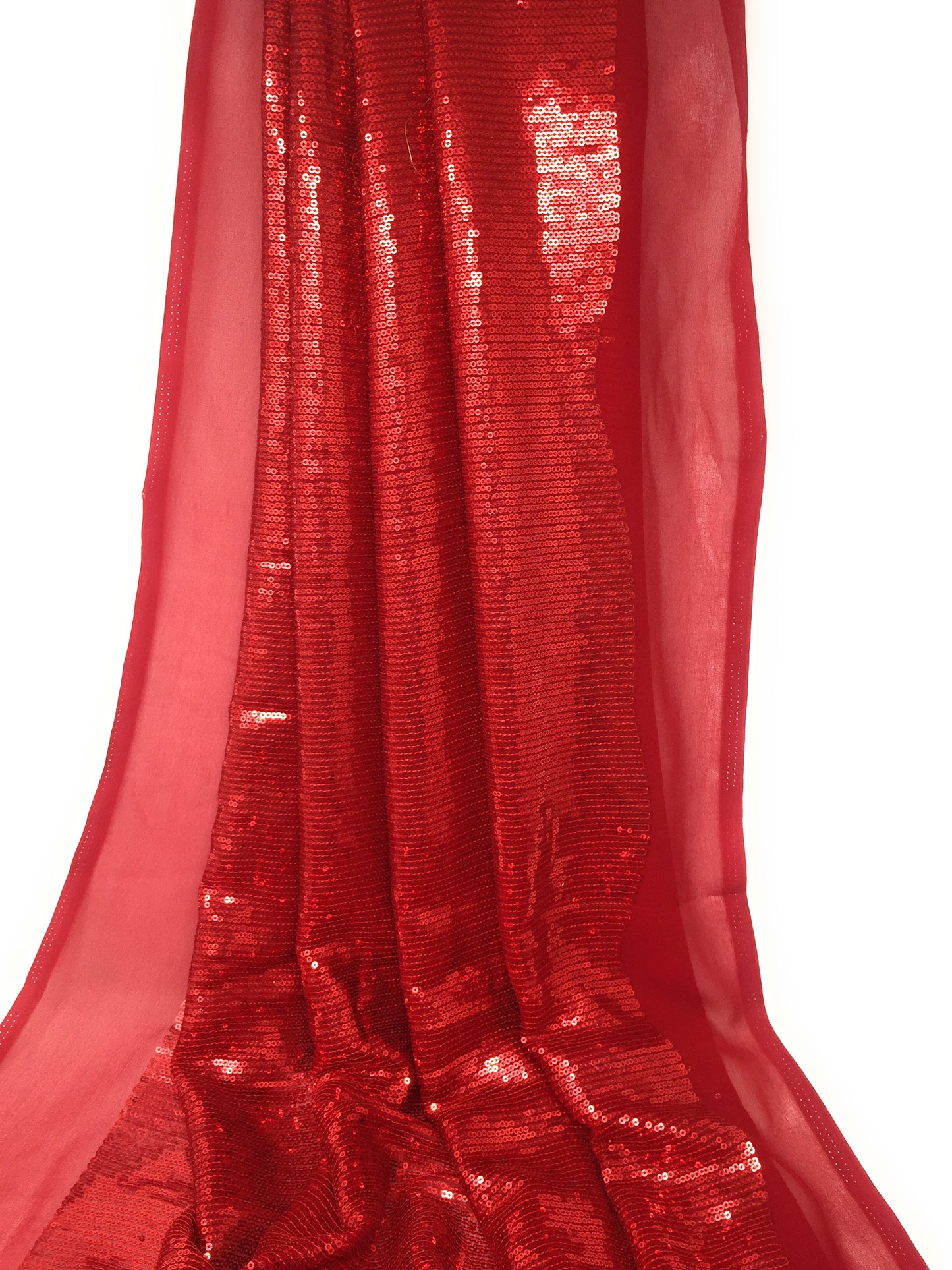 Red Sequence Fabric Material on Georgette