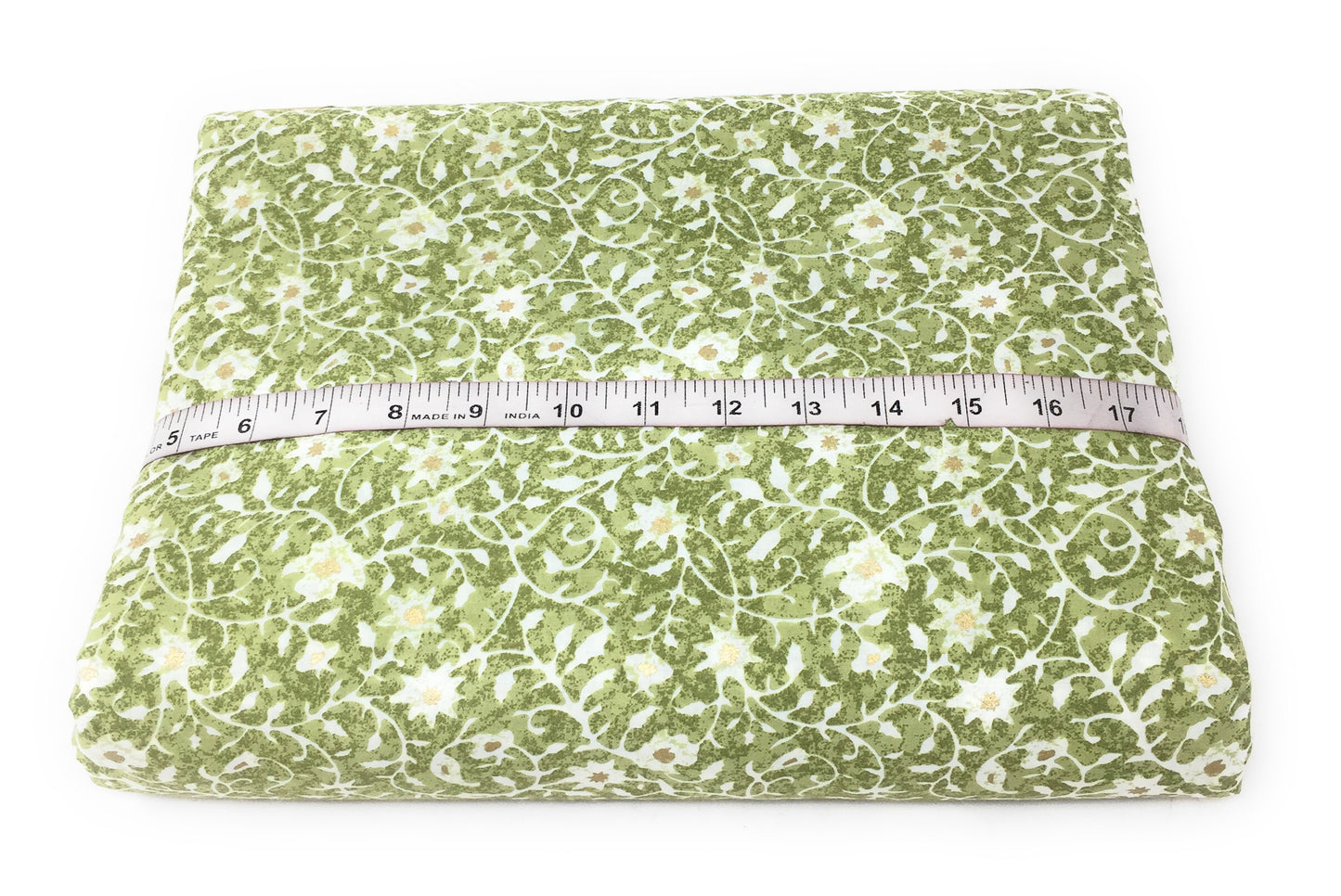 Pure Cotton Printed Sage Green Fabric