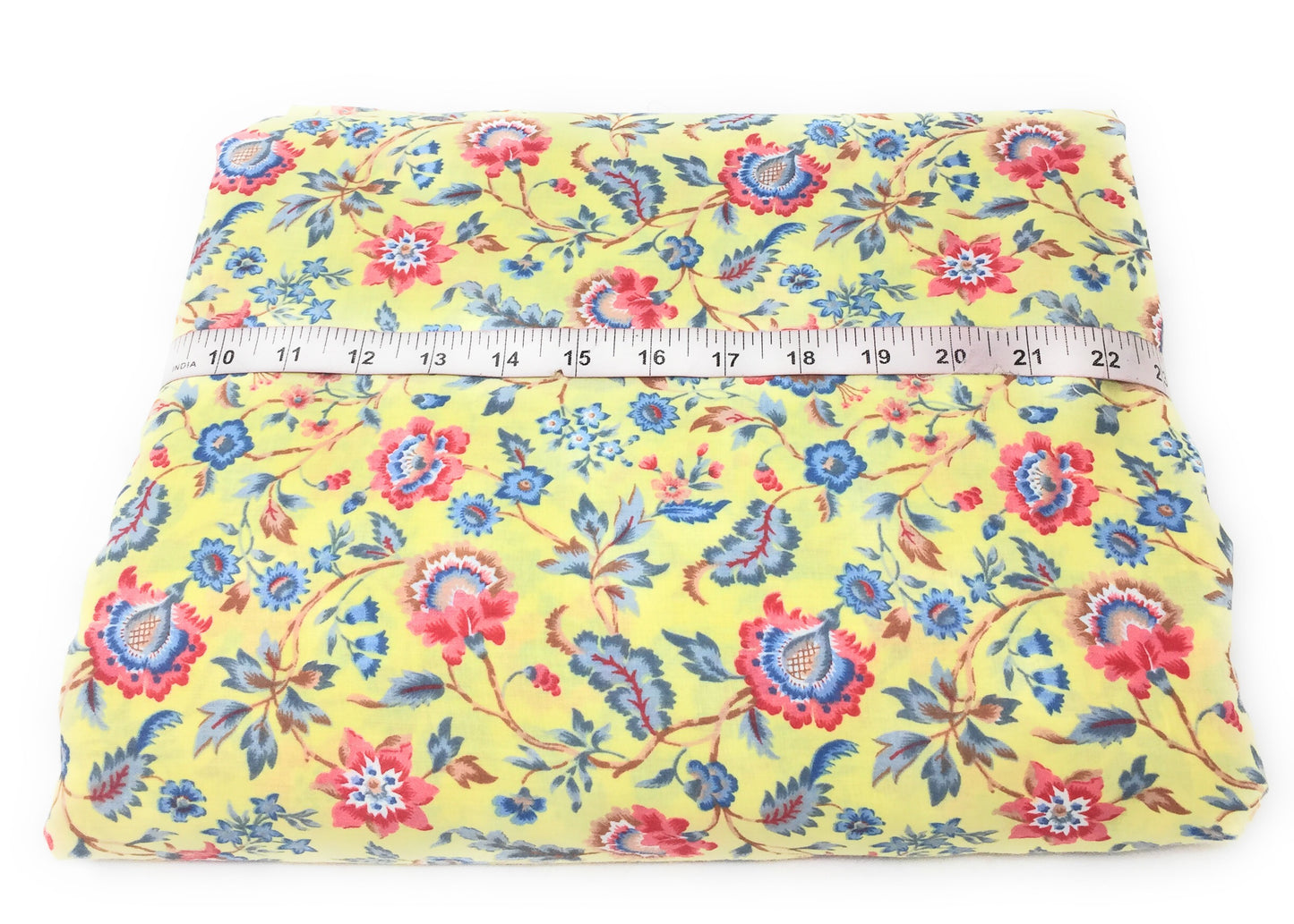 Yellow Base Cotton Jaipur Print Fabric Material