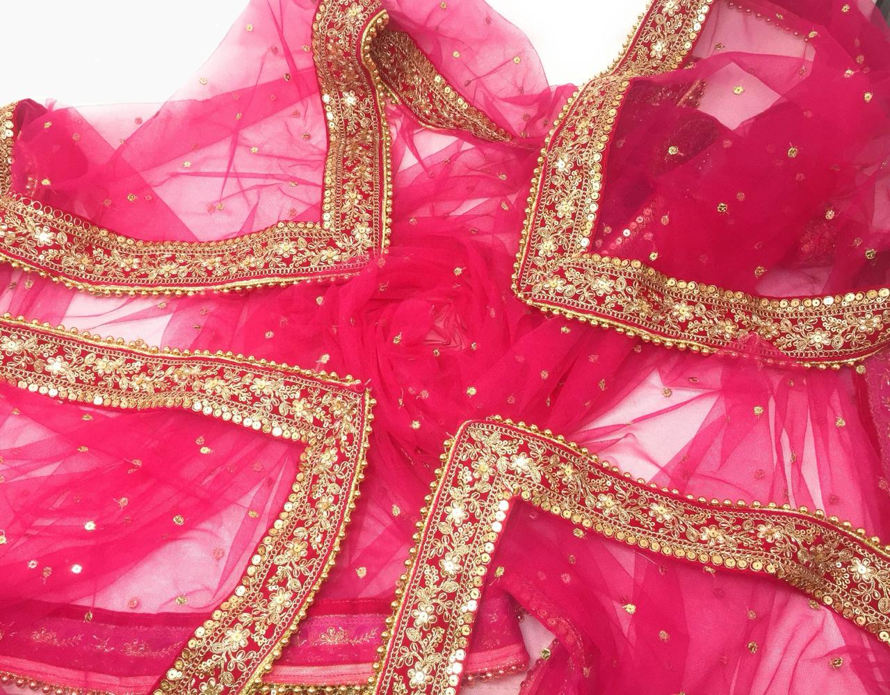 Bridal Dupatta in Pink Net
