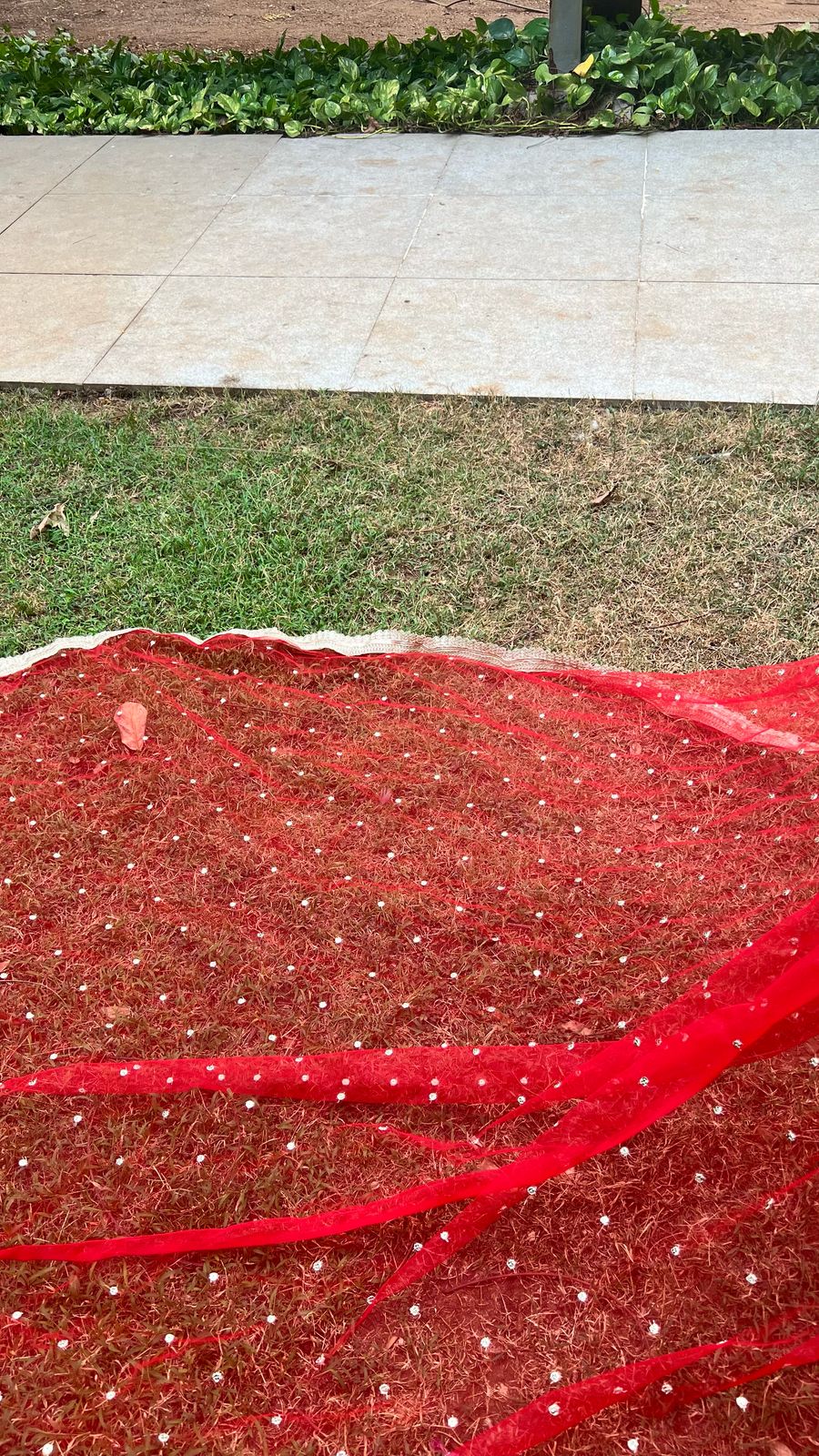 Bridal Entry Veil with Trail Dupatta for Indian Bride with removable Ghoonghat