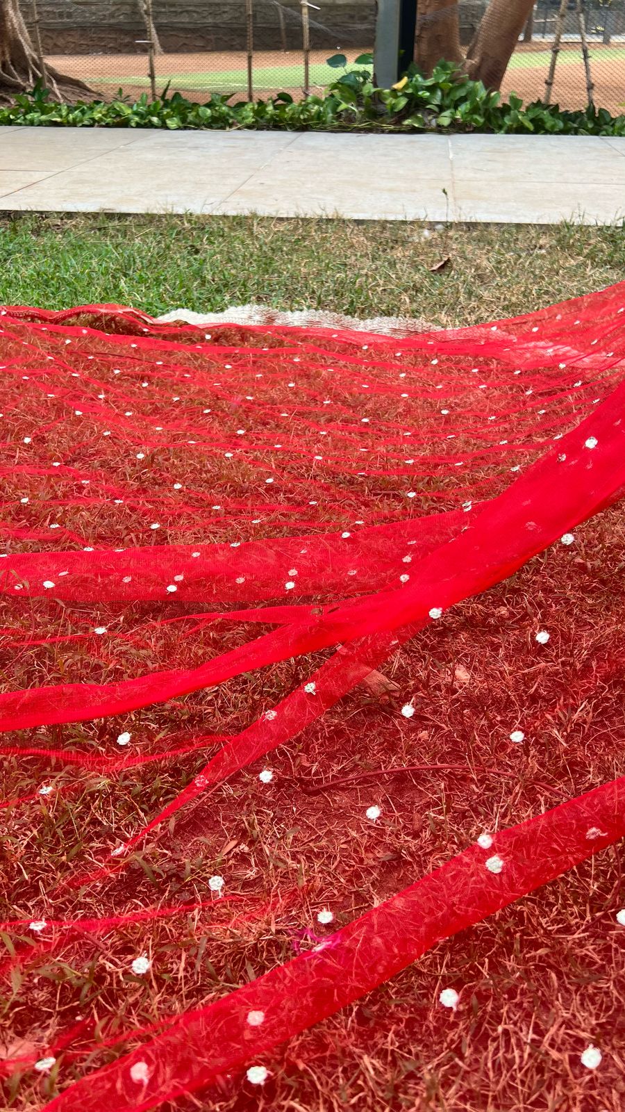 Bridal Entry Veil with Trail Dupatta for Indian Bride with removable Ghoonghat