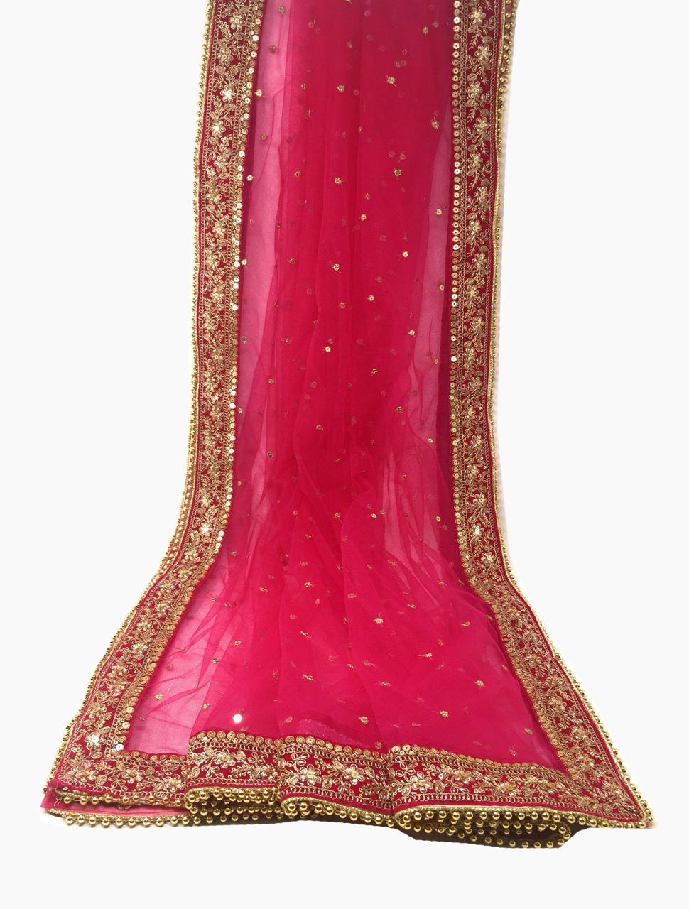 Bridal Dupatta in Pink Net