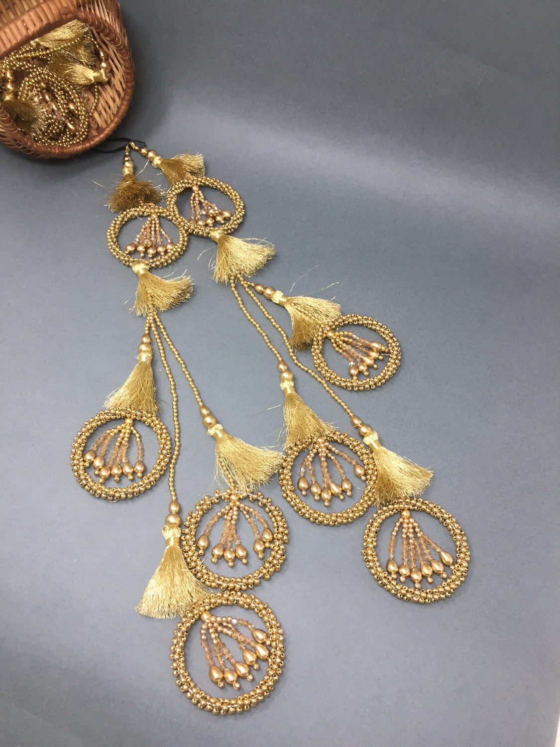 Heavy Golden Latkan For Lehenga In Gold, Set of 2