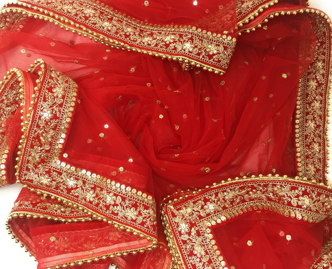 Red Heavy Dupatta for Bride