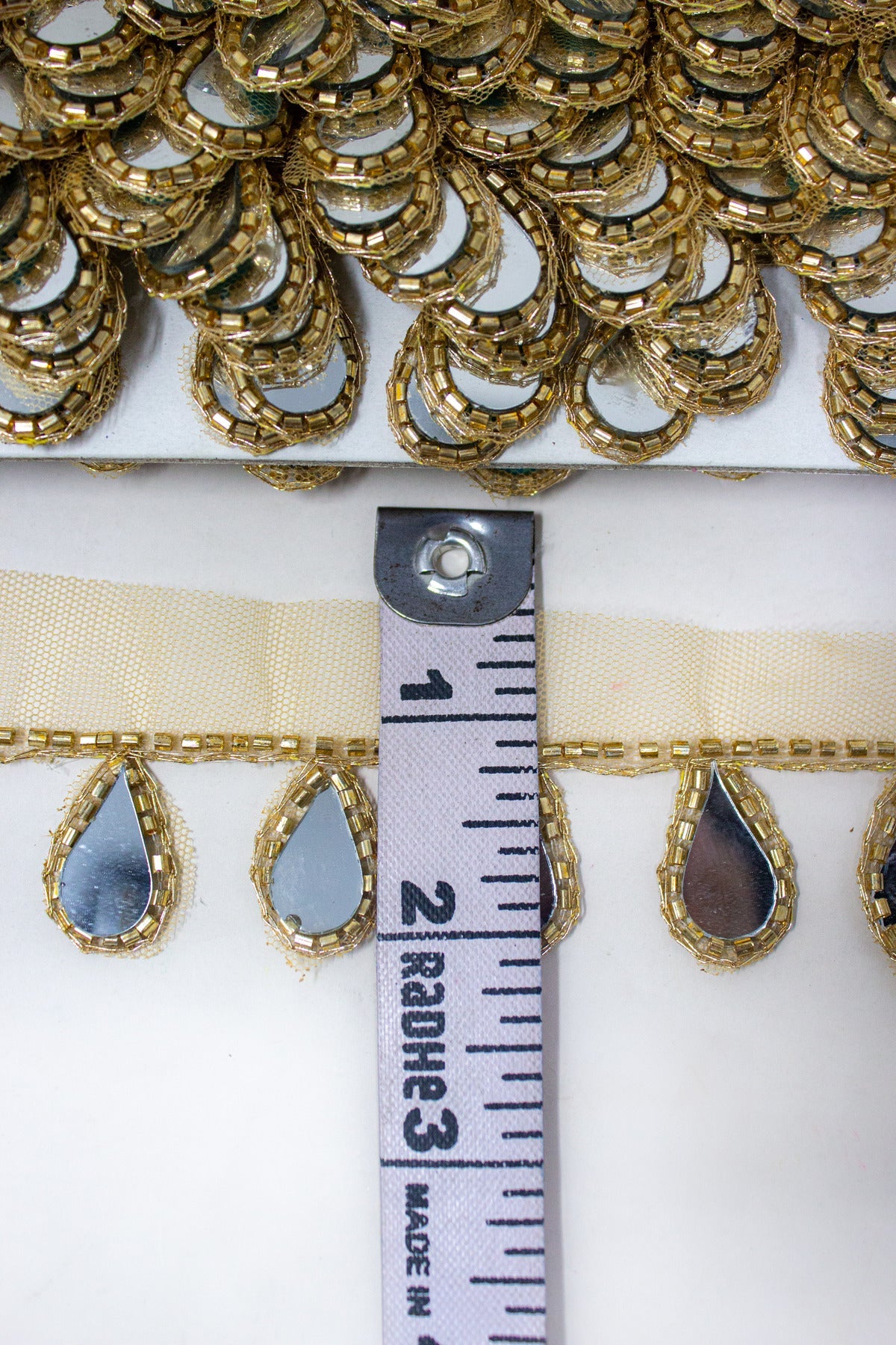 Latkan Lace In Antique Gold, Real Mirror - 3 Meter