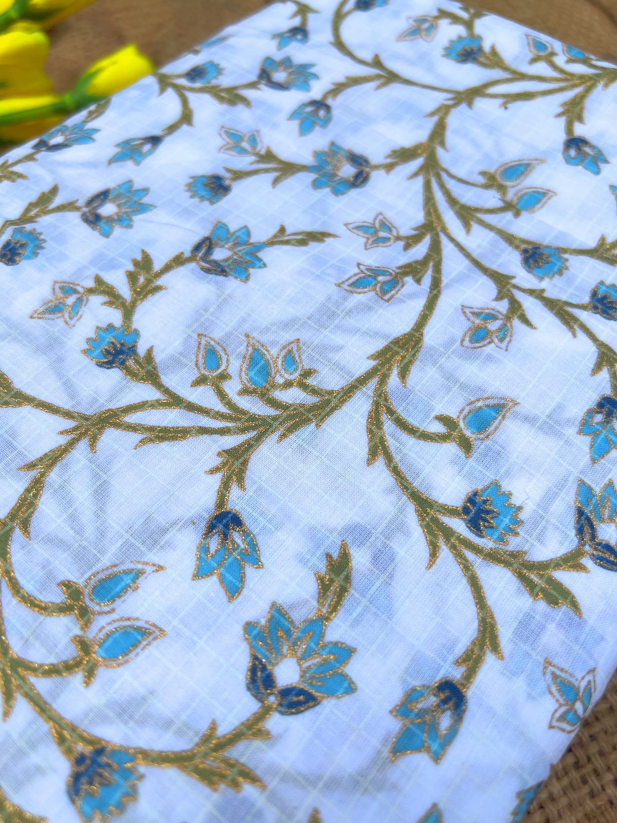 Sanganeri Print Cotton Fabric Material by Yard