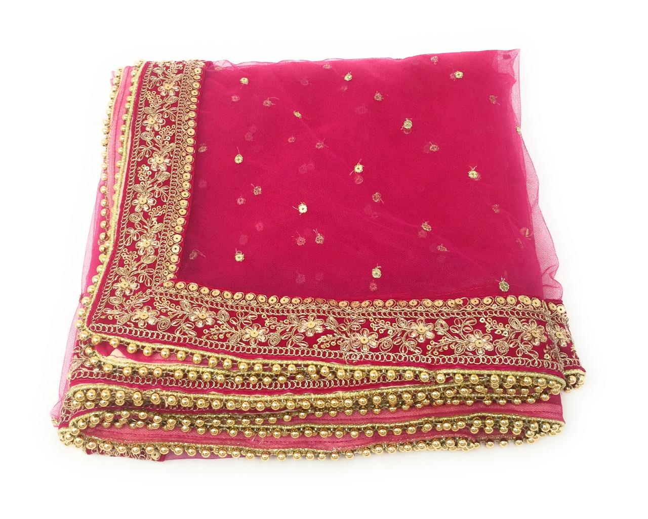 Bridal Dupatta in Pink Net