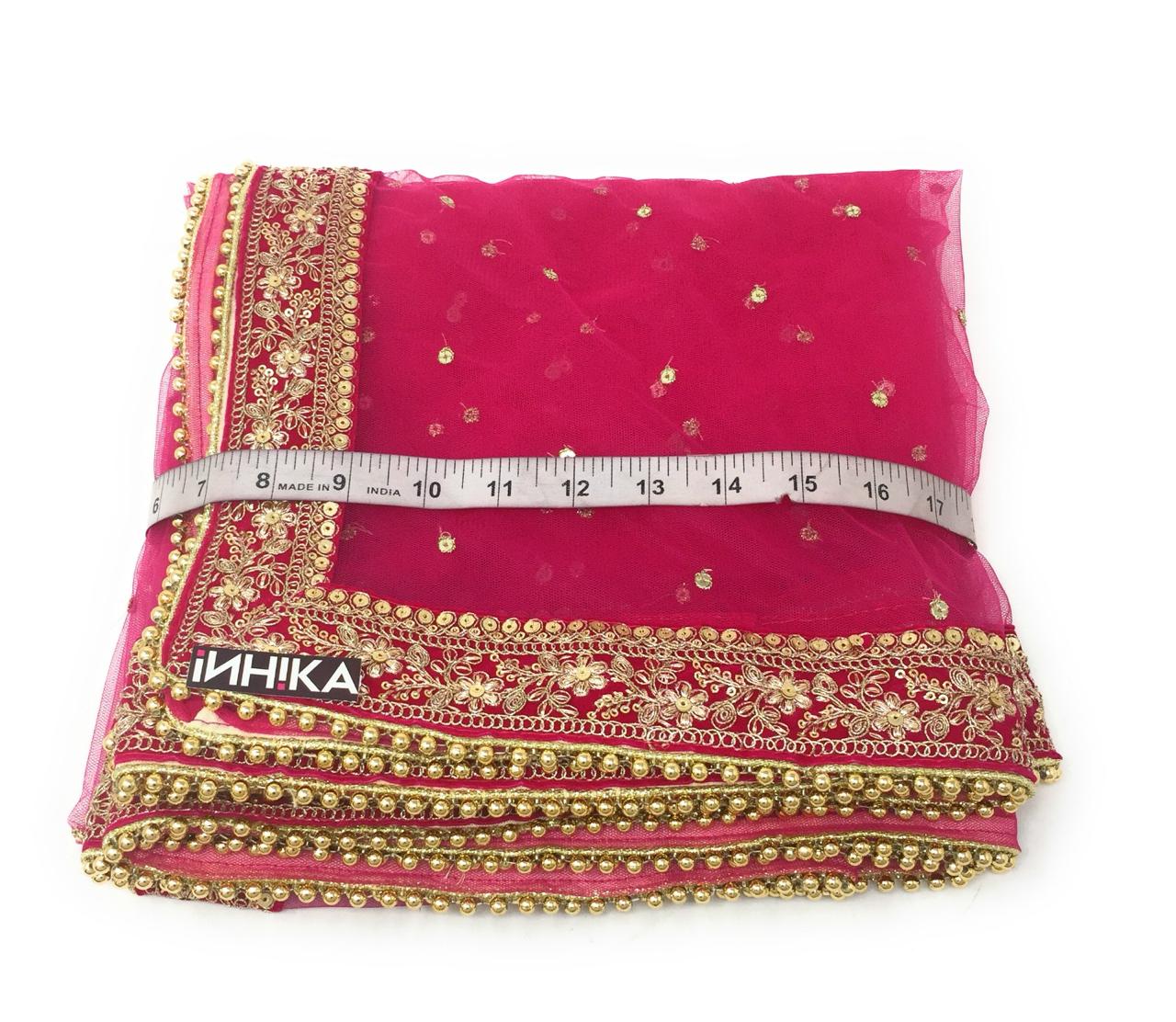 Bridal Dupatta in Pink Net