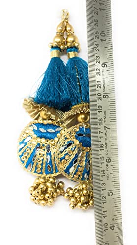 Beaded Tassel Blouse in Blue- Set of 2