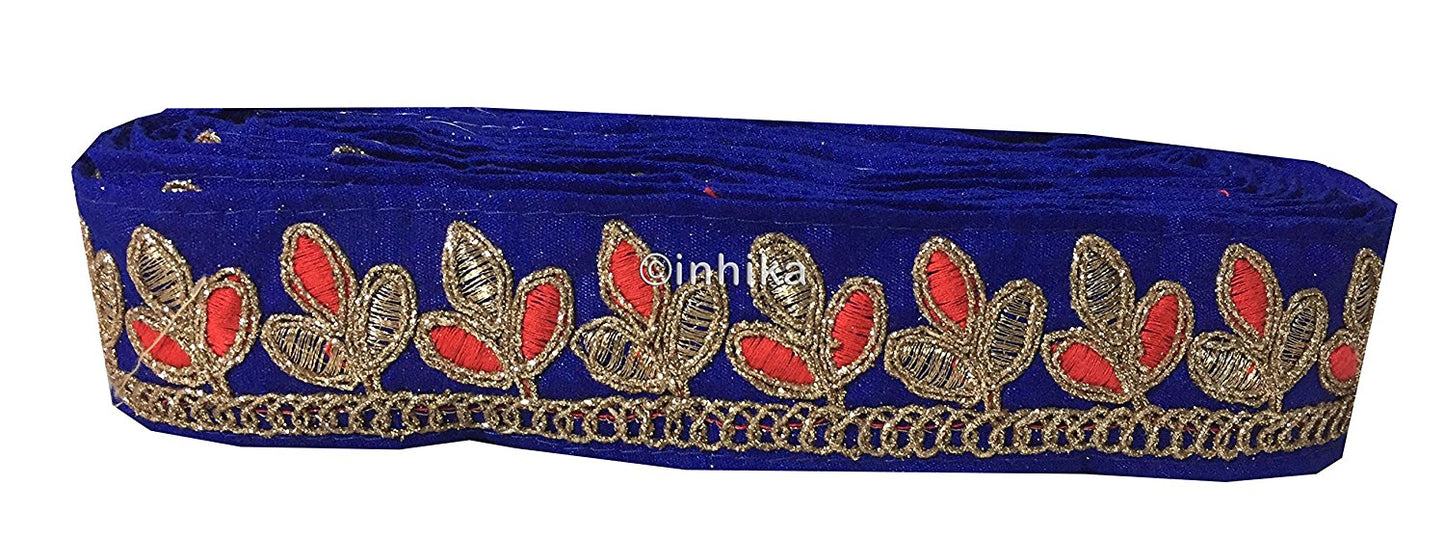 lace trim fabric beaded bridal lace fabric online by the yard Blue, Embroidery, 2 Inch Wide material Cotton Mix