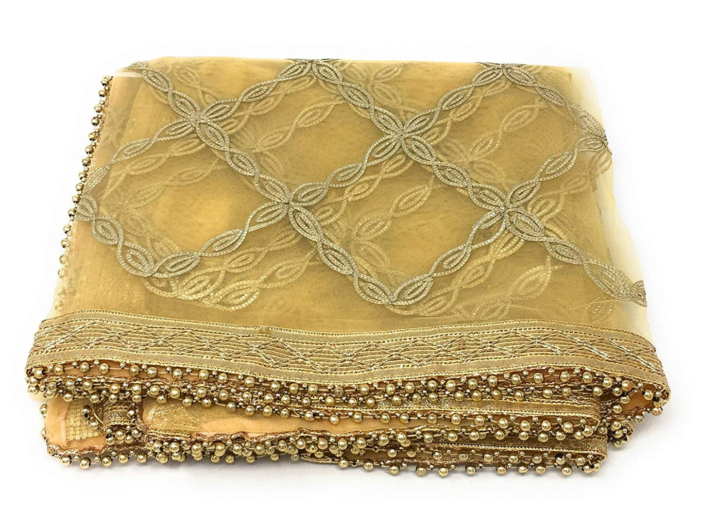 net dupatta golden, gota patti embroidery