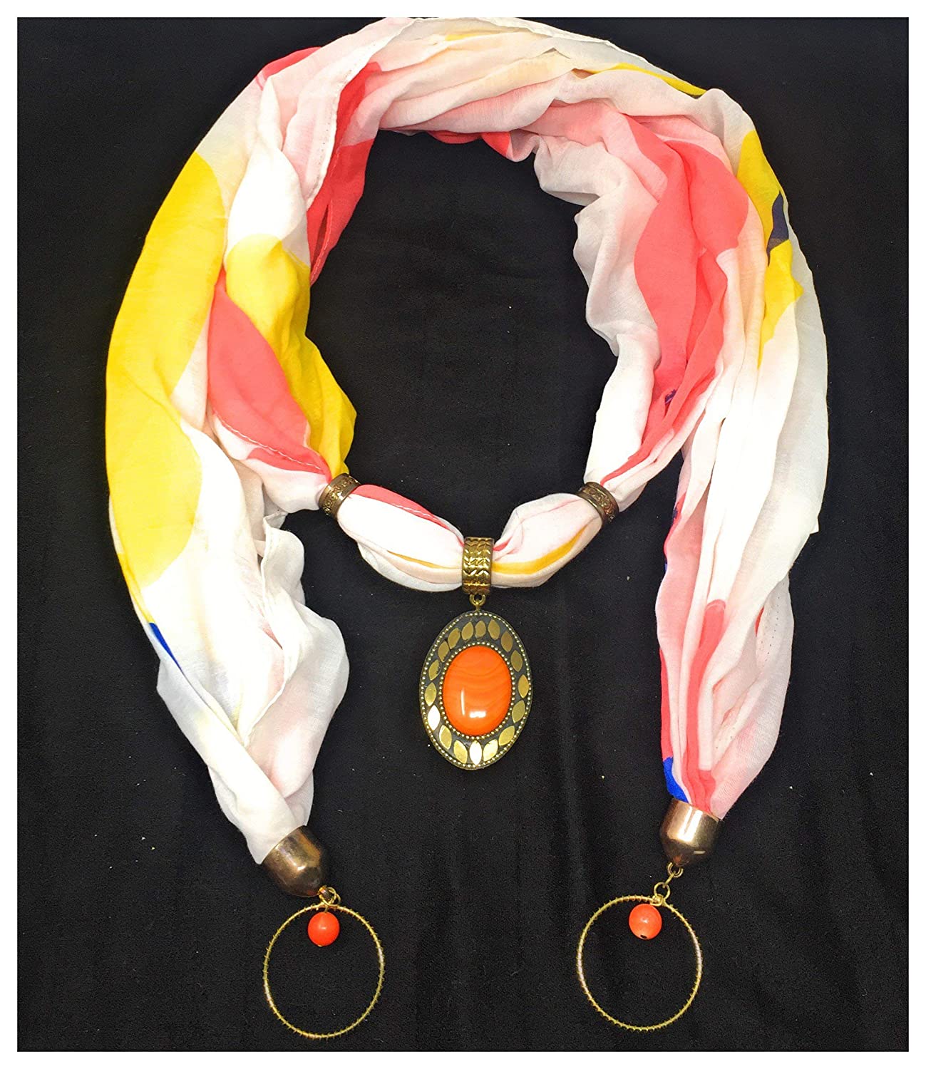 Neck Scarf Women In Soft Georgette With Designer Pendant At Center