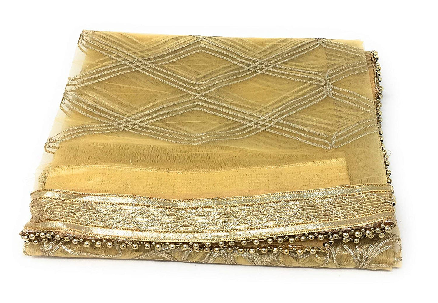 golden dupatta net, gota patti embroidery
