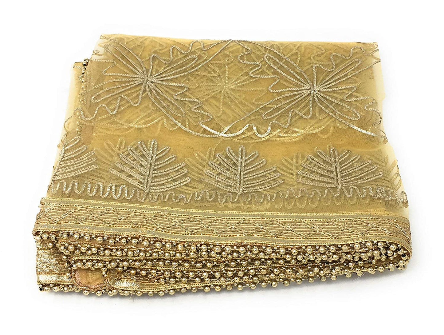 golden netted dupatta, gota patti embroidery