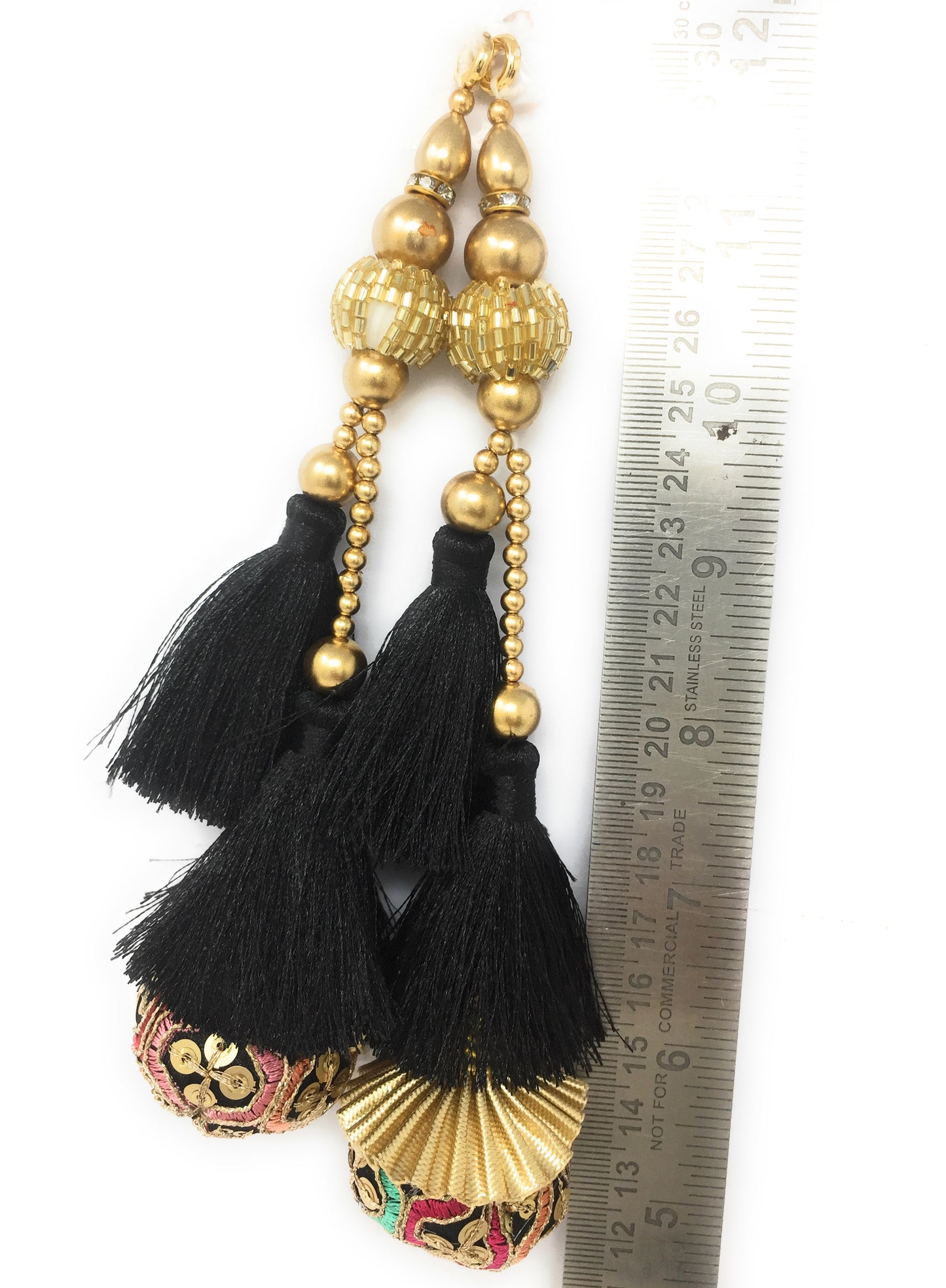 Black saree blouse tassels online - Set of 2