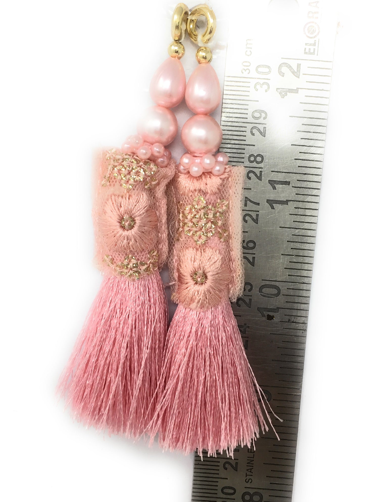 Blush Pink saree blouse with latkan - Set of 2