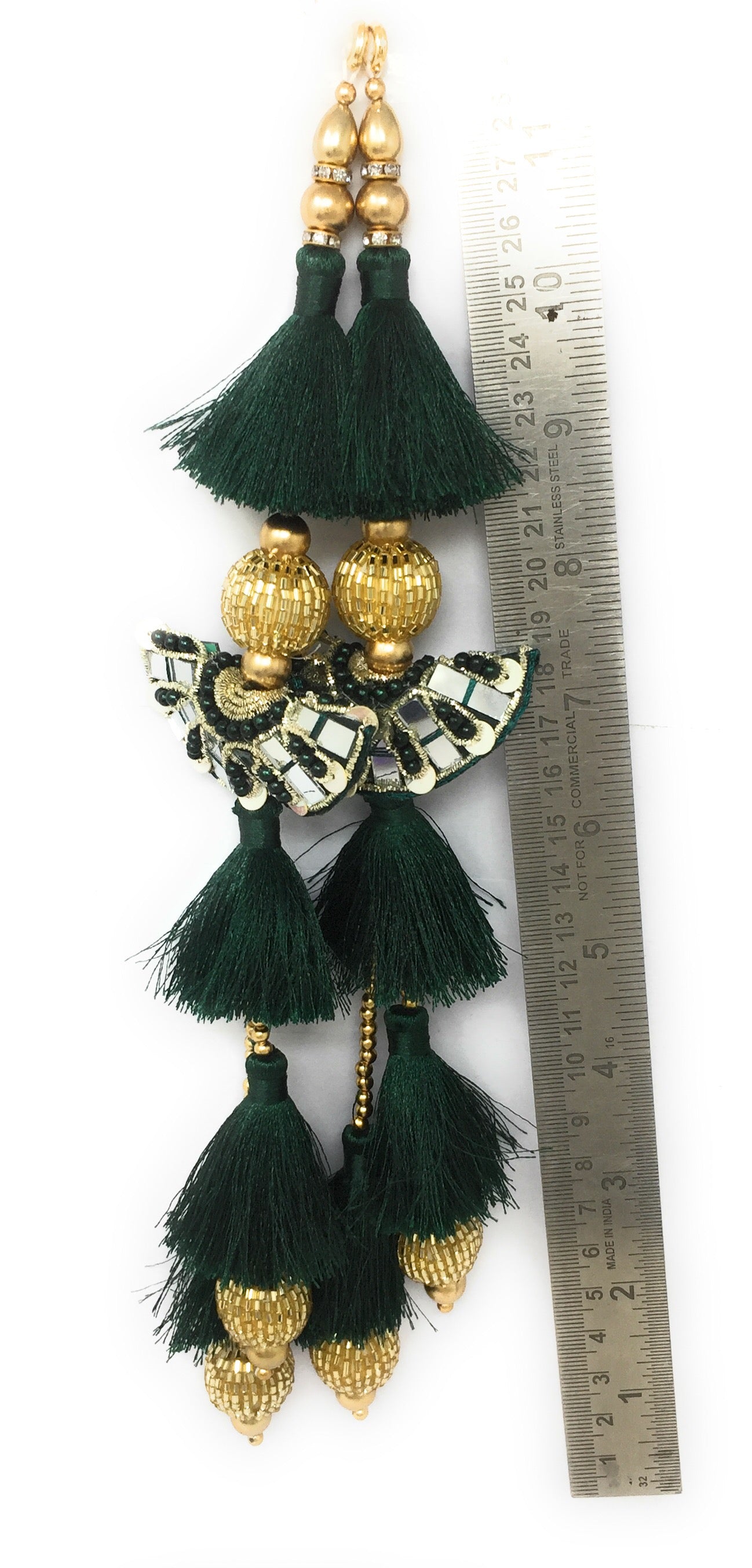 Bottle Green latkan for gown - Set of 2