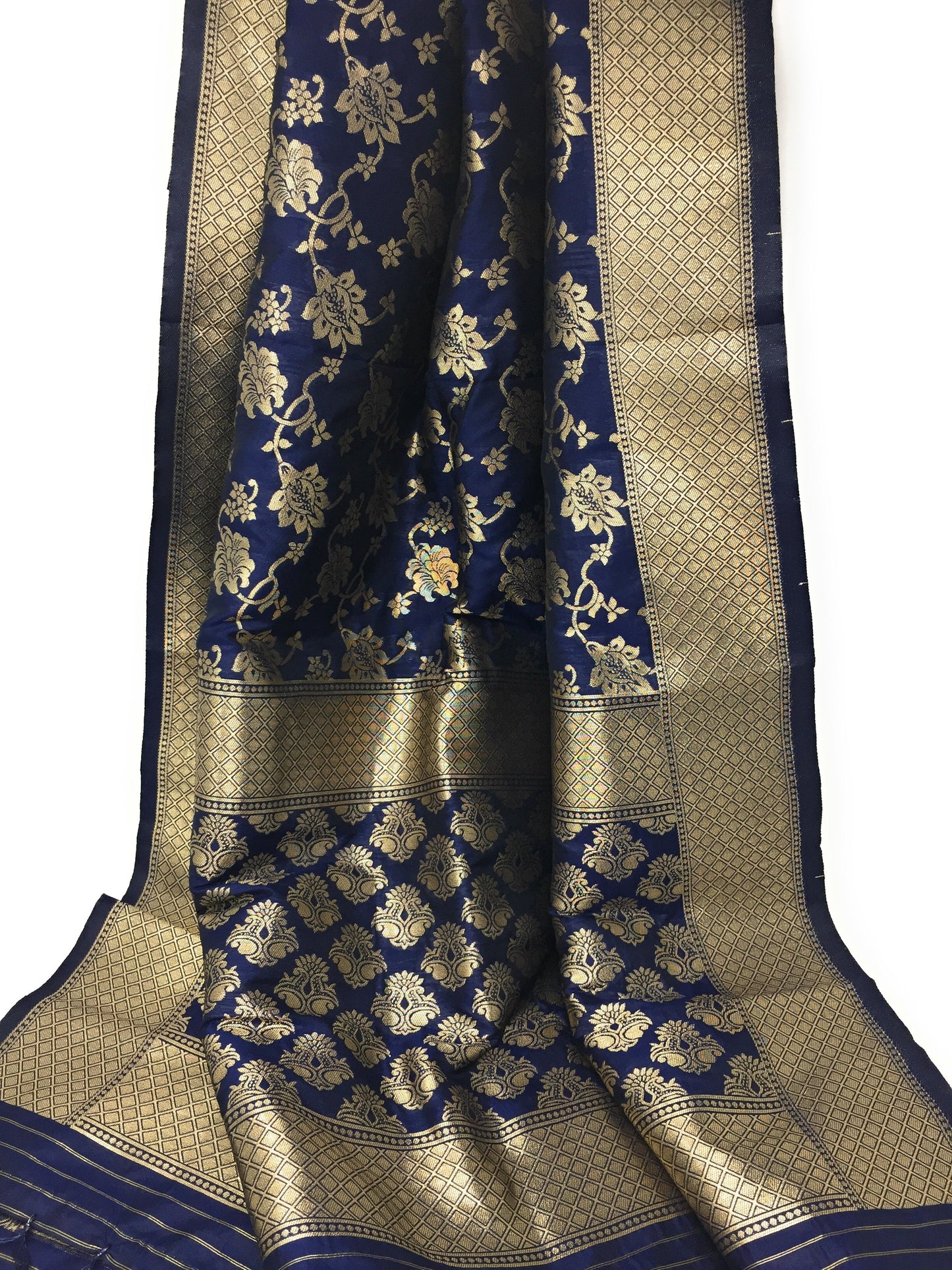 navy blue brocade dupatta