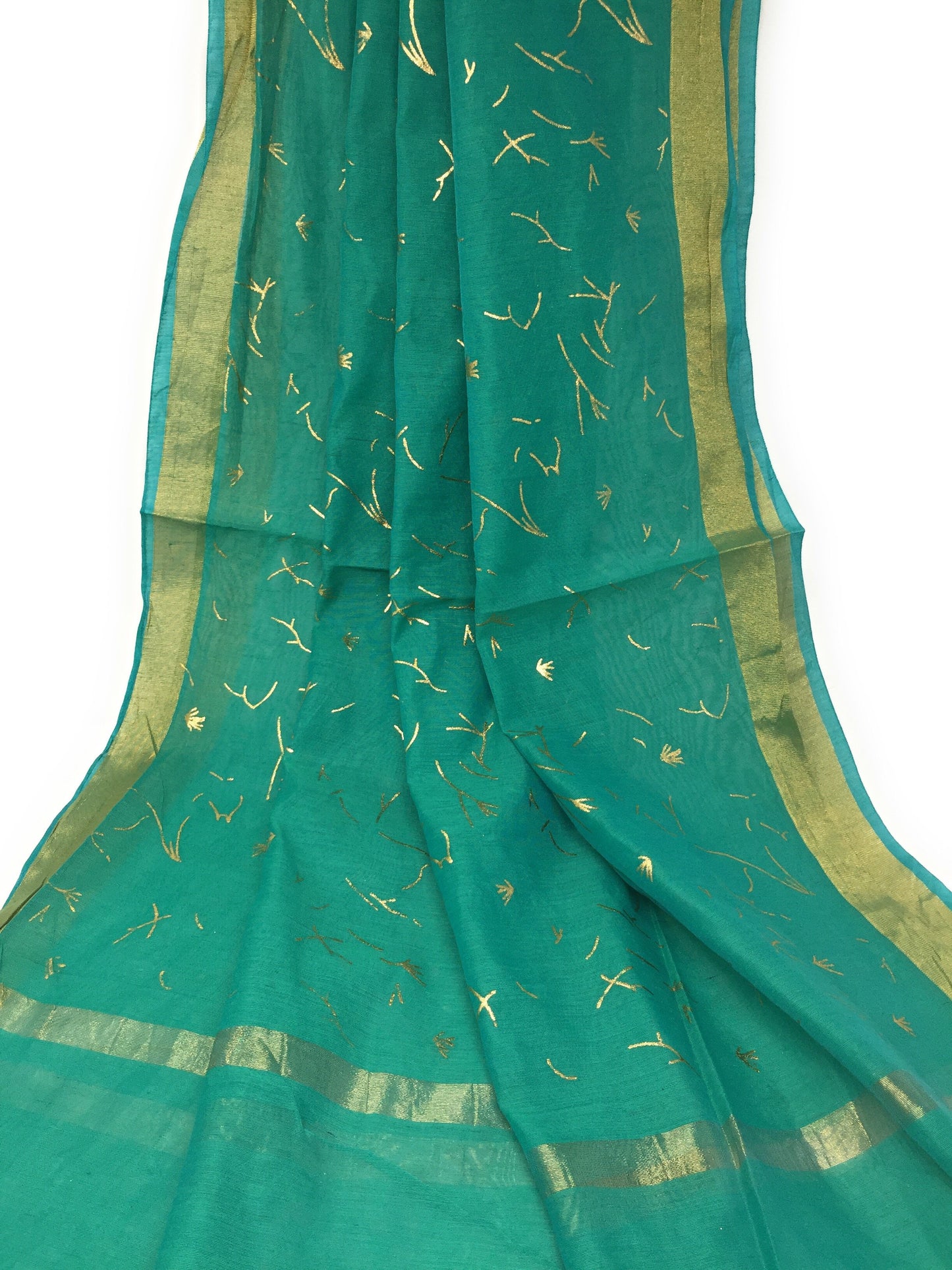 sea green Gold Dupatta Chunni