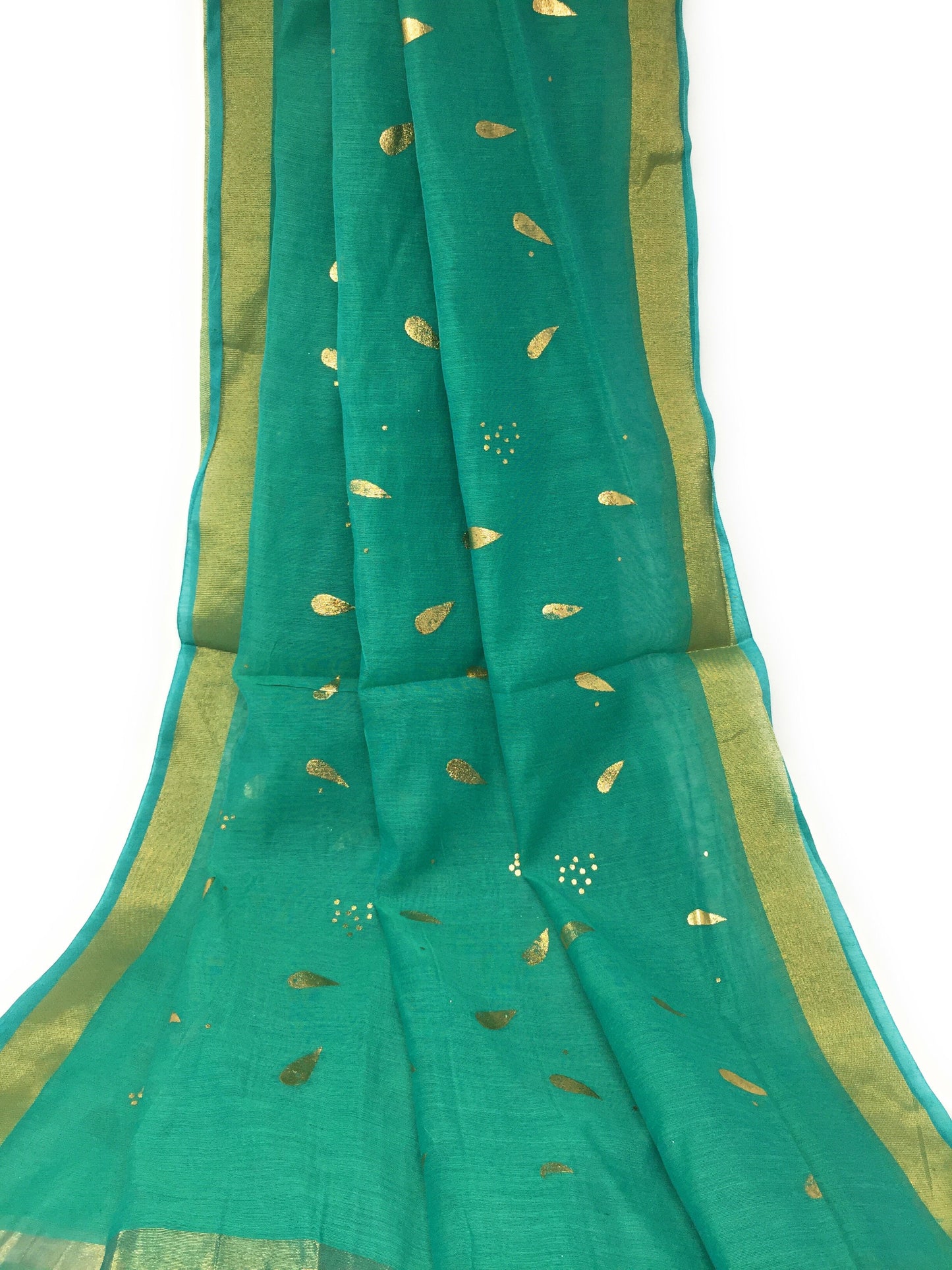 sea green Gold Dupatta Chunni