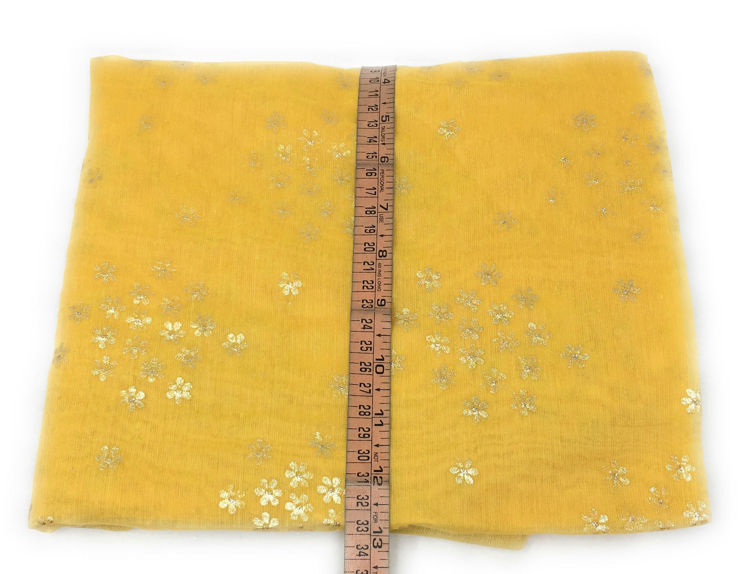 yellow indian dupatta in Chanderi Fabric n Gold Print
