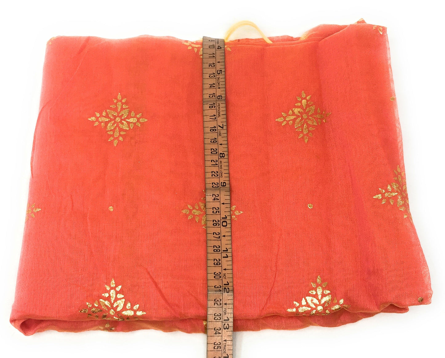 Peach Stole in Chanderi Fabric n Gold Print