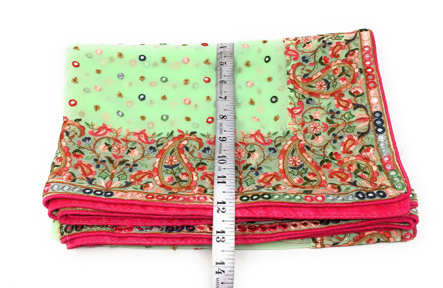 Heavy Light Green Embroidered Dupatta