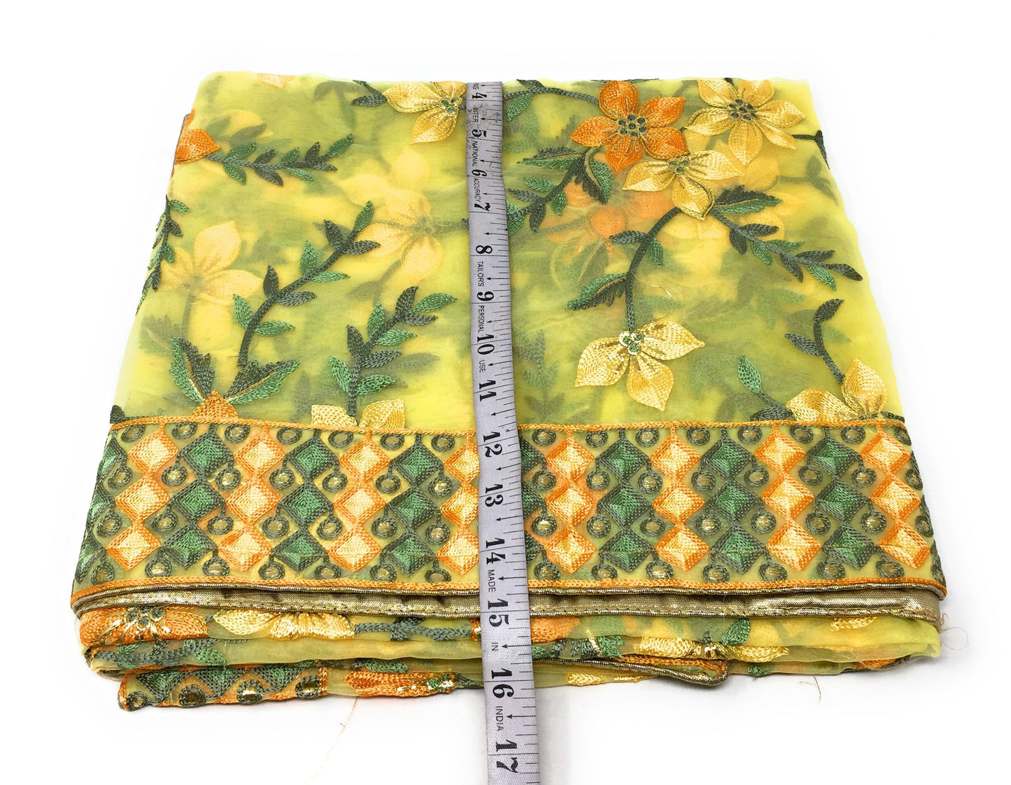 Yellow Heavy Organza Dupatta with Embroidery