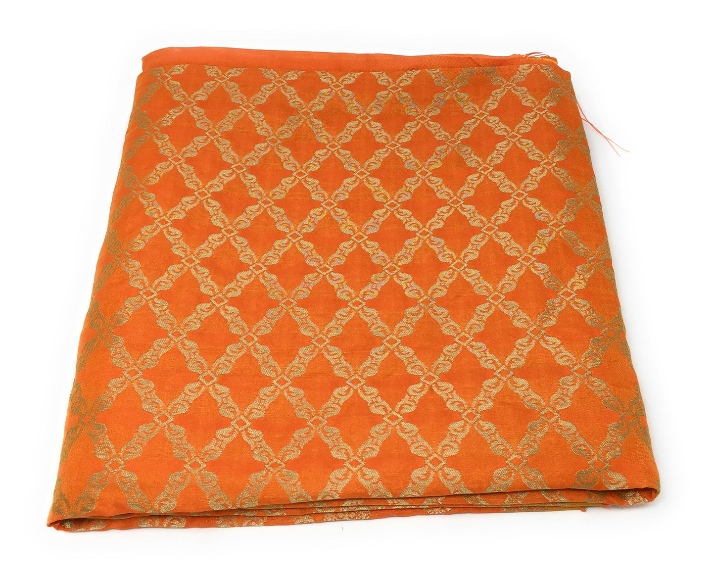 Orange Brocade Dupatta with Gold Paisley Motifs
